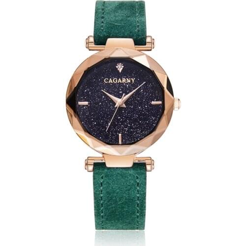 CAGARNY Luxury Starry Sky Star Watch Women Quartz Fashion Lady Wrist Watches Leather Strap Wateroof Wristwatch Woman Clock Gift
