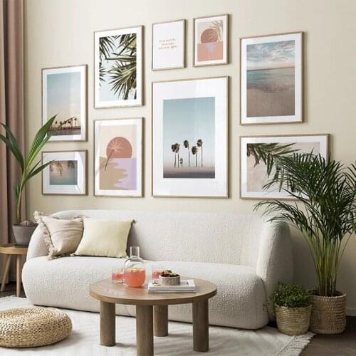 Pink Beach Surfboard Parasol Coconut Tree Wall Art Canvas Painting Nordic Posters And Prints Wall Pictures For Living Room Decor