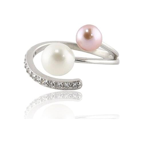 SA SILVERAGE Fashion Simple S925 Pure Silver Ring Female Opening Adjustable Pearl Silver Ring 925 Sterling Silver Ring
