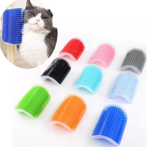Cat Brush Massage Device Hair Remover Comb Pet Cat Self Groomer Corner Grooming Tools with Catnip Cat Deshedding Brush Products