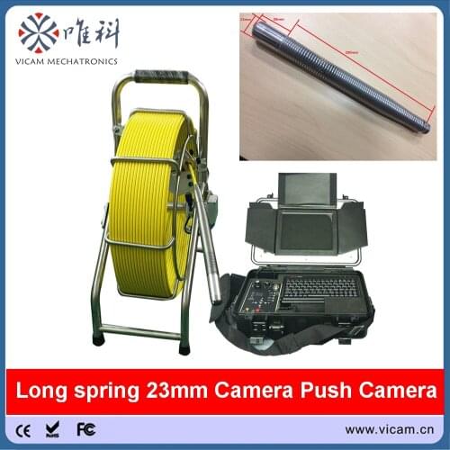 Shenzhen Vicam camera 23mm long spring waterproof sewer video camera inspection for sewer line inspection with 60m rigid cable