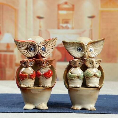 OWL CREATIVE HOME LIVING ROOM DESKTOP ORNAMENTS CERAMIC ANIMAL CRAFTS GIFT DECORATION