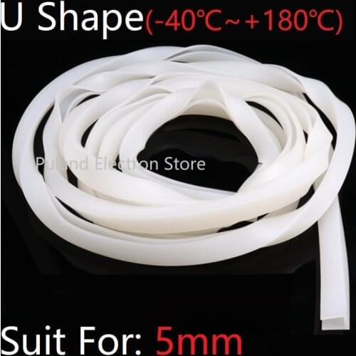 U Shape Seal Strip 5mm Channel Silicone Rubber Wrap Slid Window Car Door Shower Frameless Glass Edge Weatherstrip Soft Protect
