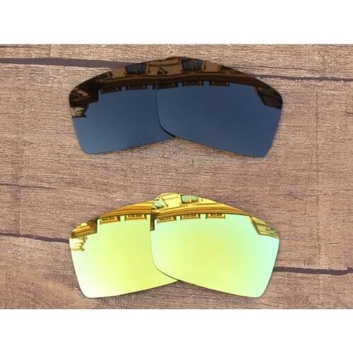 Vonxyz 2 Pairs Stealth Black & 24K Mirror Polarized Replacement Lenses for-Oakley Twitch Frame