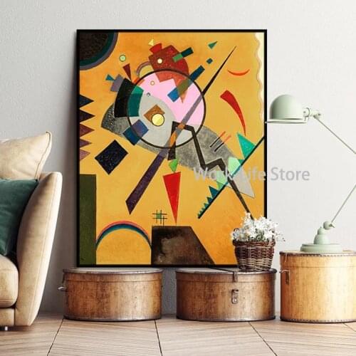 Wassily Kandinsky - Rose with Gray Classic Geometric Abstract Art Canvas Print Painting Poster Wall Pictures For Home Decoration