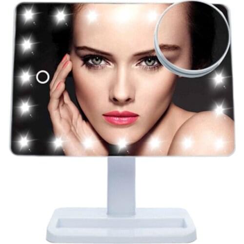 LED Light Makeup Mirror with 10x Magnification Touching Sensor Dimming Portable Mirror DQ-Drop