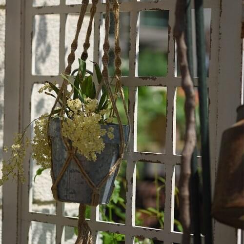 Handmade Flower Pot Net Bag Braided Home Vintage Decor Plant Hanging Basket Knotted Rope Garden Plant Hanger Pot Tray