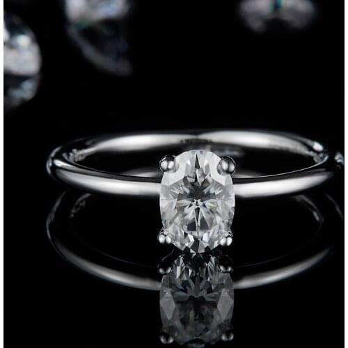 CxsJeremy Sterling Silver S925 1ct Oval Cut 5*7mm Moissanite Engagement Ring for Women Wedding Band Bride Gift Fine Jewelry