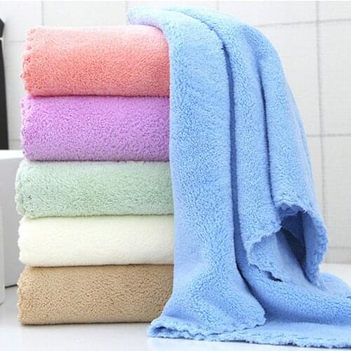 1pc Microfiber Solid Color Bath Towel Water Absorption Soft Cleaning Washing Bath Towel Home Bathroom Supply Cleaning Tools