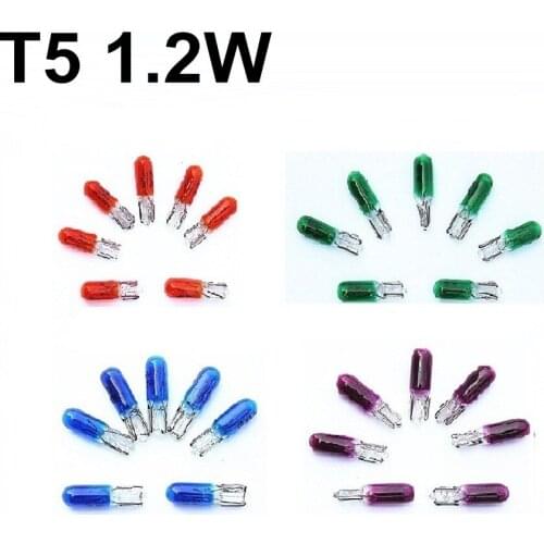 10pcs T5 DC12V Dashboard Gauge Instrument Car Auto Side Wedge Light Lamp Bulb Red Green amber Blue White