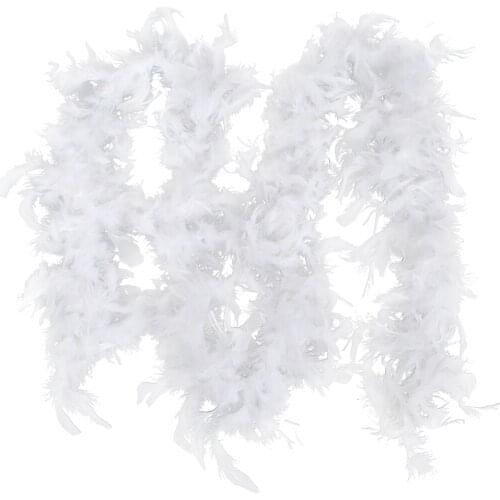 2M Christmas Tree White Feather Boa Strip Xmas Ribbon Party Garland Decor Beatiful for Party Weeding Decorations