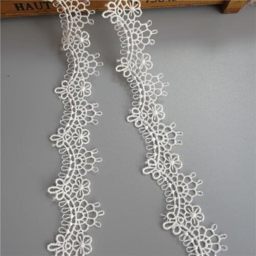 5 yards/Lot 28mm Ivory Polyester Flower Embroidered Lace Ribbon Applique Handmade DIY Sewing Craft Lace Trim Decoration