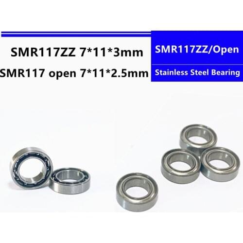 50/100/500pcs SMR117ZZ 7*11*3mm stainless steel deep groove ball bearing 7x11x3mm SMR117 open smr117k 7*11*2.5mm S677ZZ