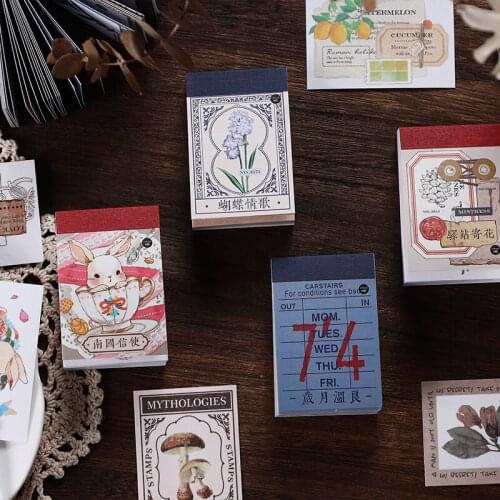 50 pcs/book Vintage Sticker book Tickets flower Decorative Diary Scrapbooking diy Label Diary Stationery Album Journal Planner