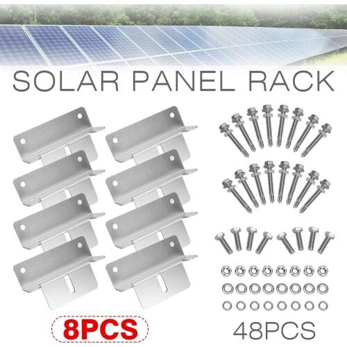 8pcs Aluminum Z Bracket with Screws Set For Solar Panel Carvan Roof Mounting Flat Roof Wall Mount Bracket Racks