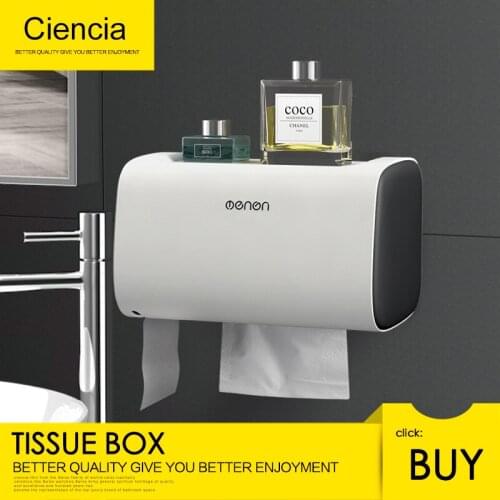Free shipping ABS Plastic Toilet Tissue Box Nailless Installation Two Openings Adjustable Space Waterproof Bathroom Tissue Box