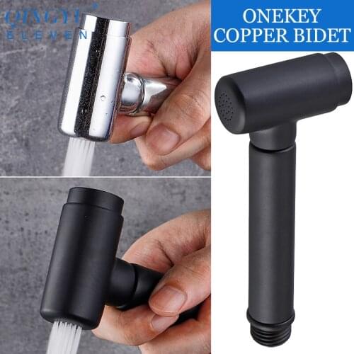 QINGYU ELEVEN bidet shower sprayer soild brass black spray paint no need to press toilet shattaf bidet anal shower sprayer