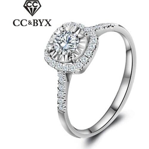 CC Simple Rings For Women Sterling Square Stone Classic Wedding Bridal Engagement Jewelry Accessories Drop Shipping CC035