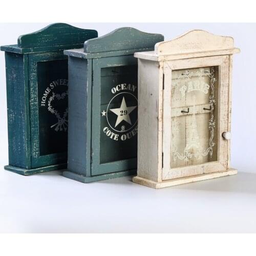 Decorative shabby chic wood wall hanging key box