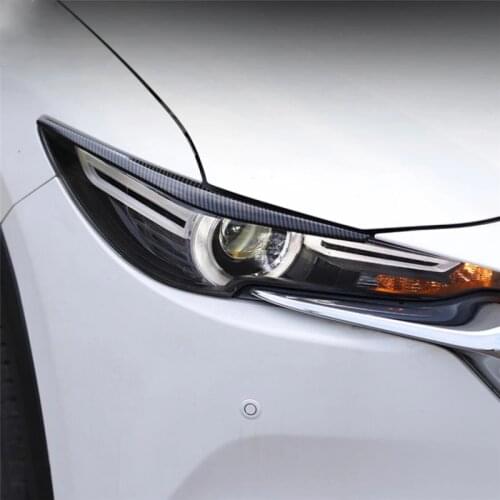 For Mazda CX-5 CX5 KF 2017 2018 2019 2020 Carbon Fiber Front HeadLight Lamp Cover Trim Head lamp Eyebrow Strips Car Styling