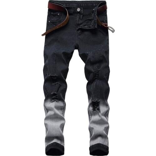 Jeans Hombre Ripped Jeans Casual Skinny slim Fit Denim Pants Biker Hip Hop Jeans