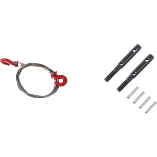 Steel Tow Rope And Hooks With 2 Pcs Front Rear Portal Stub Axle Drive Shaft,For SCX10 Wraith Axial D90 Toy