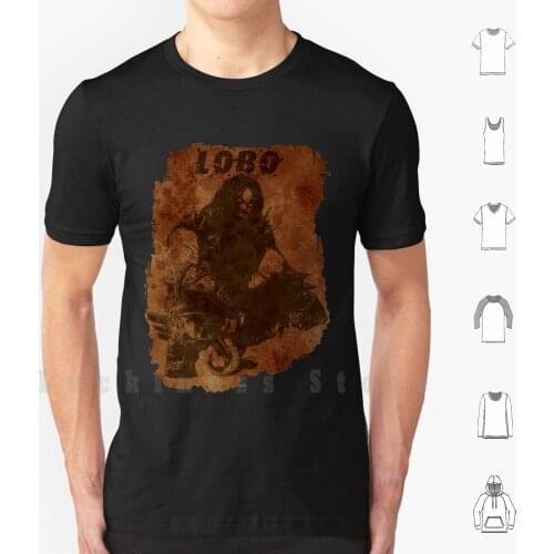 Lobo Silhouette ( W / Grunge Backround ) T Shirt Print For Men Cotton New Cool Tee Lobo Comics Hero Superhero Villain
