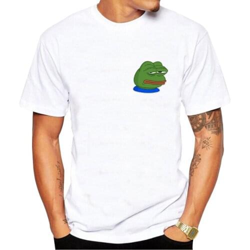 Sad Frog print T-shirt Mens Summer Casual fashion Short Sleeve T Shirt for male comfortable top tees