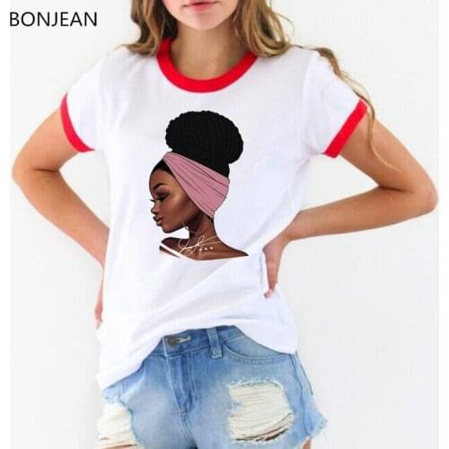 Melanin Shirt women black African Curly Hair girl printed tshirt harajuku kawaii tumblr t shirt femme summer white tops t-shirt