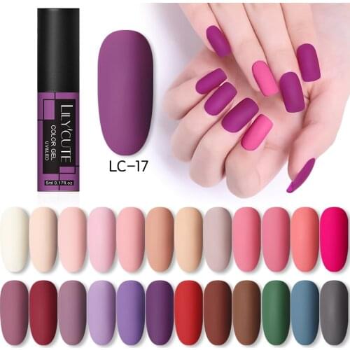 LILYCUTE Matte Effect UV Gel Nail Polish Purple Serise Autunm Hybrid Semi Permanent Soak Off UV Led Gel Nail Art Design Varnish
