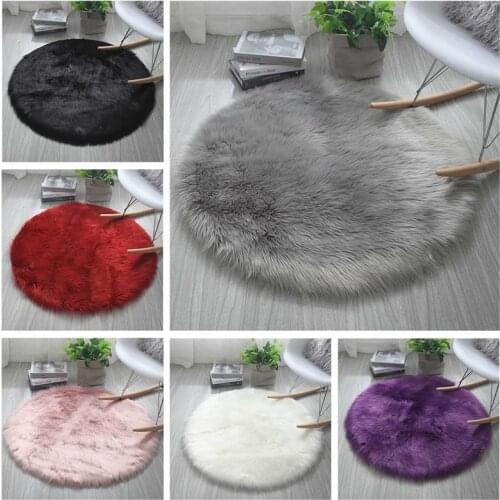 Faux Fur Rugs Kids Room Long Plush Rugs for Bedroom Shaggy Area Rug 40*40cm Fluffy Round Rug Carpets for Living Room Decor