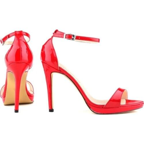 Summer Open Toe Ankle Straps Sandals Women Shoes Faux Suede High Heels Sandal Party Casual Strap 806-5pa