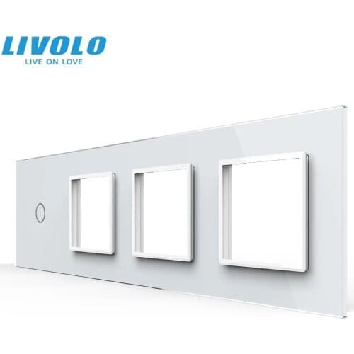 Livolo White Pearl Crystal Glass, 282mm*80mm, EU standard, 1Gang &2 Frame Glass Panel, VL-C7-C1/SR/SR/SR-11