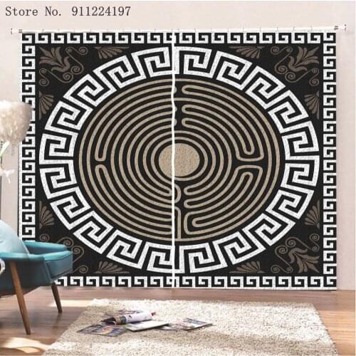 Fashion Blackout Curtains For Living Room Black And White Geometric Window Curtains For Bedroom Fabrics Treatments Drapes