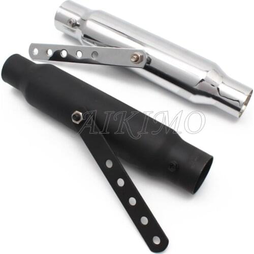 Motorcycle Cafe Racer Exhaust Pipe with Sliding Bracket Matte Black Silver Universal