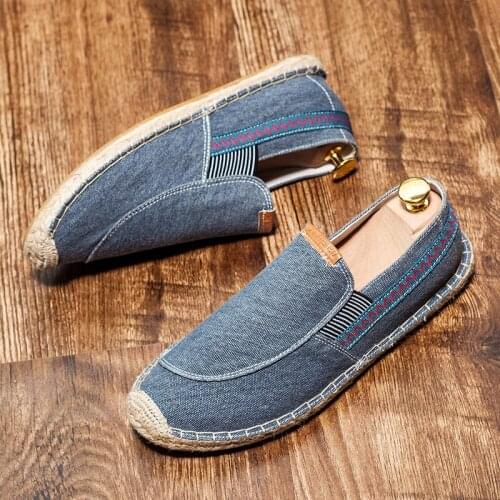 Size 37-44 Hemp Wrap Mens Shoes Casual Male Espadrilles Men Breathable Canvas Shoes Men Chinese Fashion Sewing Slip on Loafers