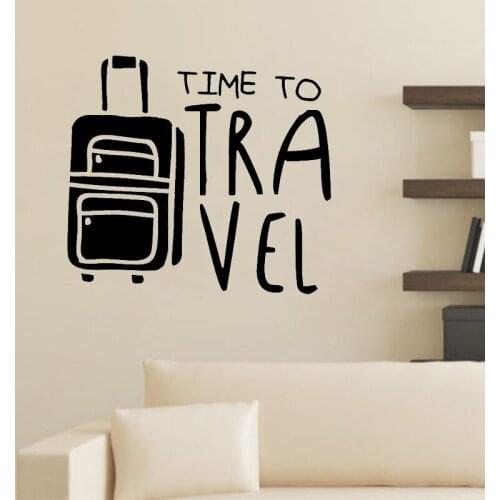 Travel Wall Stickers Time To Travel Vinyl Wall Decals Home Decor Living Room Decoration Explore Luggage Bedroom Art Murals Decal