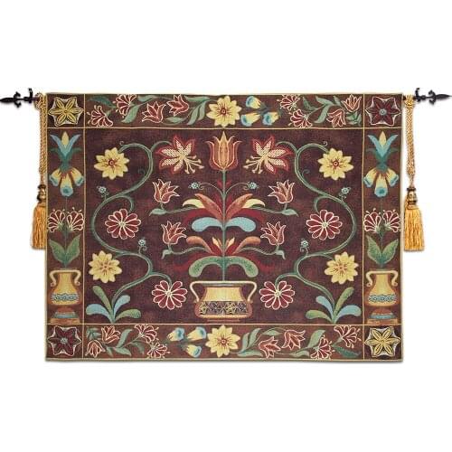 100*140cm Size Living Room Decor Folk Art Fashion Wall Hanging Tapestry Hanoverian Mural Potted Flower Wall Bouquet Pictures