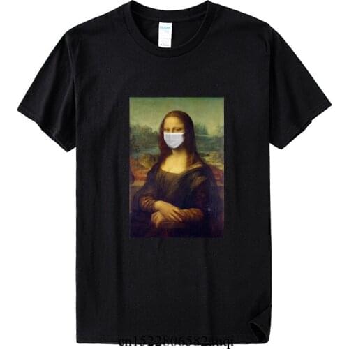 New 2020 Mona Lisa With The Mask Funny T shirt Men Women Summer Cotton T-shirt Boy Girl Clothes,Drop Shipping