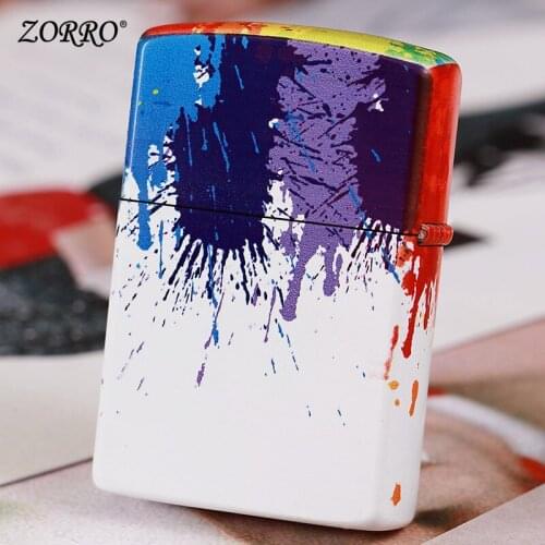 New ZORRO Windproof Kerosene Lighter, Cool Fshion Color Collision Painting.Personalized Gasoline Oil Cotton Machine Male Gift