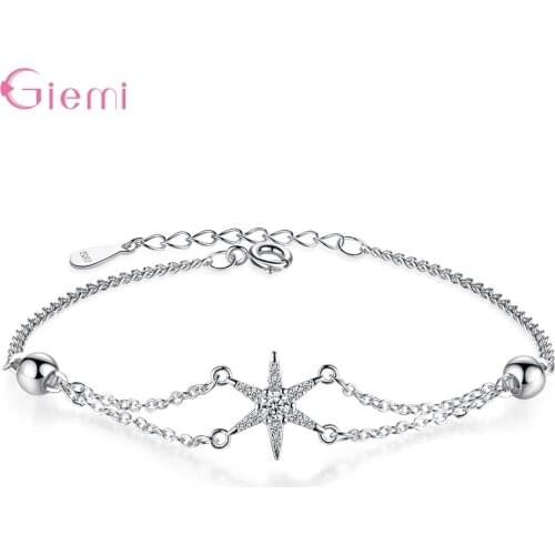 Fall New Arrival 925 Sterling Silver Stunning Luxury Stars Crystal Beads Adjustable Bracelets For Women Girls Birthday Gift