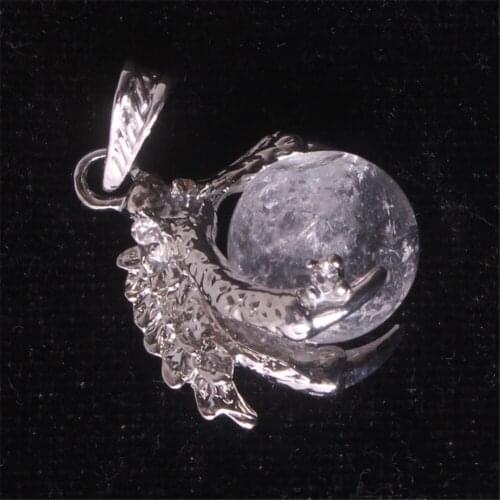 1PC natural stone quartz crystal orgone energy eagle turn ball necklace Pendant necklace Reiki beads jewelry making dropshipping