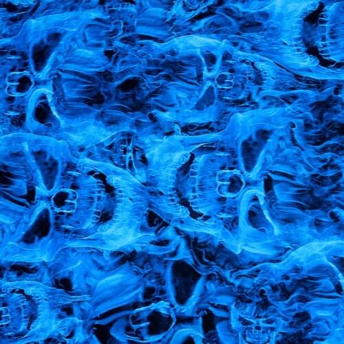 1PC Transfer Film Blue Skull Hydrographic Film Water Transfer Printing Film Hydro Dip for Car Motorcycle Decoration 50*100cm