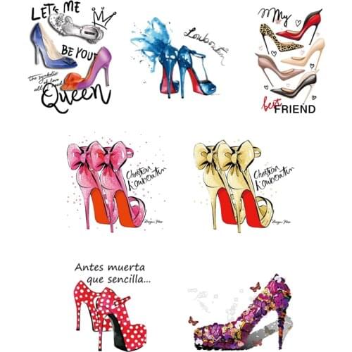 Hot Lady loves high heels patch for clothing DIY iron sticker for clothing heat transfer vinyl patches for jackets