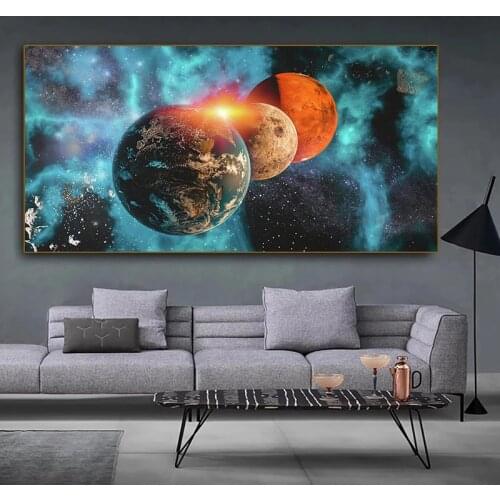 Canvas Prints Posters HD Black And Golden Planet Living Room Wall Art Landscape Pictures Modern Classical Decorative Paintings