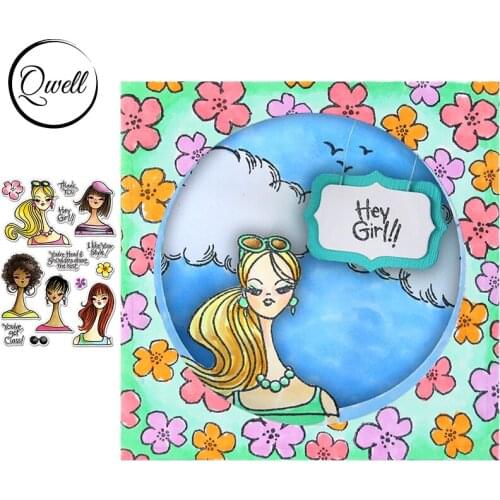 QWELL Cool Blonde Girls Special Hairstyle Thankful Words Clear Transparent Stamps DIY Scrapbooking Craft Album 2020 4*6 inch