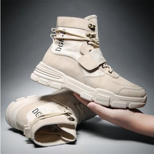 Plush Martin boots mens tooling boots 2021 autumn and winter high-top student casual breathable mens shoes