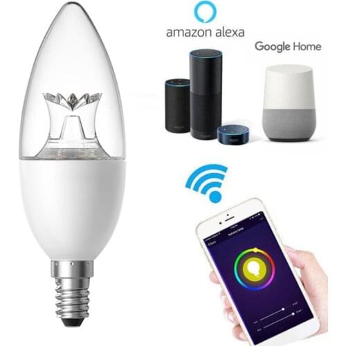 Christmas 6W WiFi Smart Bulb B22 E27 LED RGB light for use with Alexa/Google Home RGB + white dimmable timer function bulb