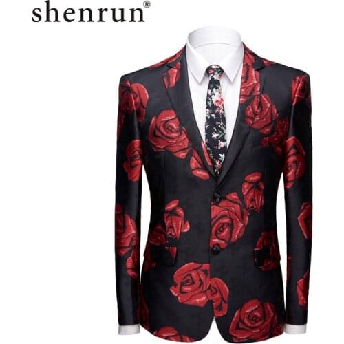 Shenrun Men Fashion Jackets Casual Blazer Male Suit Jacket Slim Fit Floral Jacquard Blazers Wedding Party Prom Stage Costumes