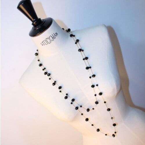 SHIFEEL 2018 New Fashion Crystal Beads Double Chains Necklace Women Temperament Long Sweater Chain